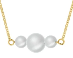 Naszyjnik z żółtego i białego złota z diamentami i perłami - próba 585