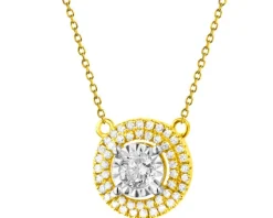 Naszyjnik z żółtego i białego złota z diamentami - 0,21 ct - próba 585