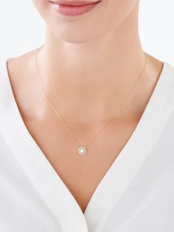 Naszyjnik z żółtego i białego złota z diamentami - 0,21 ct - próba 585