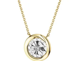 Naszyjnik z żółtego i białego złota z brylantem - 0,03 ct - próba 375