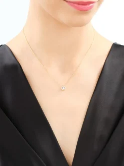 Naszyjnik z żółtego i białego złota z brylantem - 0,10 ct - próba 375