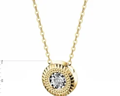 Naszyjnik z żółtego i białego złota z brylantem - 0,04 ct - próba 585