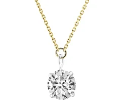 Naszyjnik z żółtego i białego złota z brylantem laboratoryjnym - 0,20 ct - próba 585