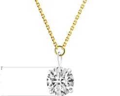 Naszyjnik z żółtego i białego złota z brylantem laboratoryjnym - 0,20 ct - próba 585