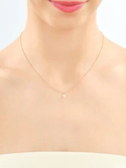 Naszyjnik z żółtego i białego złota z brylantem laboratoryjnym - 0,20 ct - próba 585