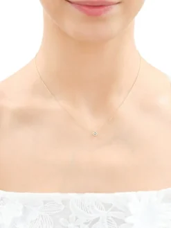 Naszyjnik z żółtego i białego złota z brylantem - 0,01 ct - próba 375