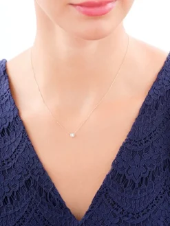 Naszyjnik z żółtego i białego złota z brylantem - 0,08 ct - próba 585