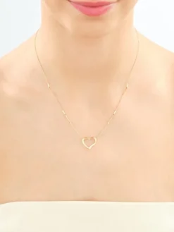 Naszyjnik z żółtego złota diamentami - serce - 0,01 ct - próba 375