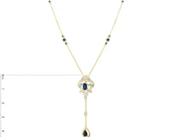 Naszyjnik z żółtego złota z brylantami i szafirami - próba 585