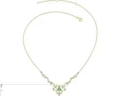 Naszyjnik z żółtego złota z brylantami i szmaragdem - próba 585
