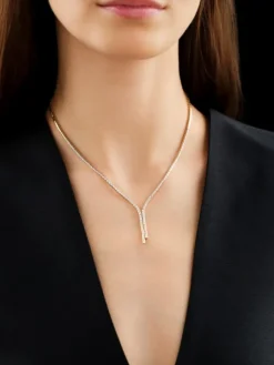 Naszyjnik z żółtego złota z brylantami - 43 cm - 0,84 ct - próba 585