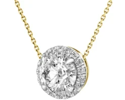 Naszyjnik z żółtego złota z brylantami laboratoryjnymi - 0,85 ct - próba 750