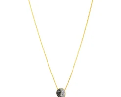 Naszyjnik z żółtego złota z brylantami - yin yang - 0,16 ct - próba 585