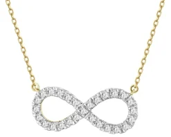Naszyjnik z żółtego złota z brylantami laboratoryjnymi - nieskończoność - 0,25 ct - próba 585