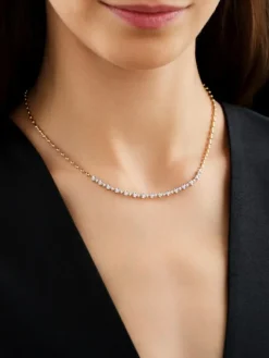 Naszyjnik z żółtego złota z brylantami - 45 cm - 0,35 ct - próba 585