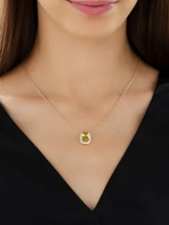 Naszyjnik z żółtego złota z brylantami i kwarcem Lemon - próba 585