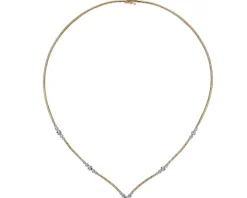 Naszyjnik z żółtego złota z brylantami - 45 cm - 0,28 ct - próba 585