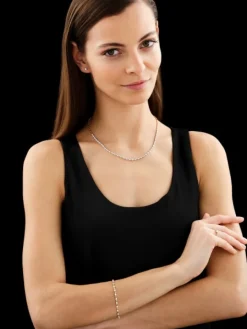 Naszyjnik z żółtego złota z brylantami - 43 cm - 0,87 ct - próba 585