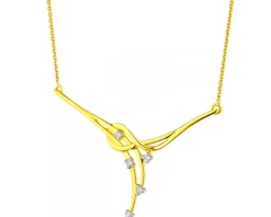 Naszyjnik z żółtego złota z brylantami - 0,06 ct - próba 585