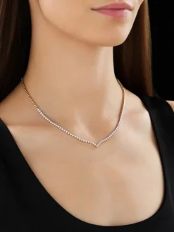 Naszyjnik z żółtego złota z brylantami - 43 cm - 0,66 ct - próba 585