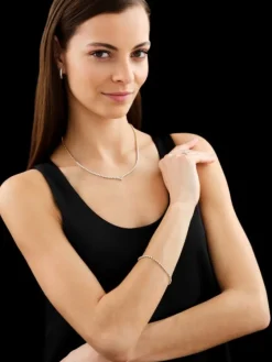 Naszyjnik z żółtego złota z brylantami - 43 cm - 0,66 ct - próba 585