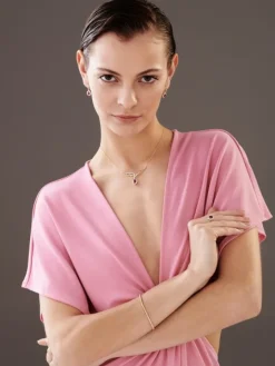 Naszyjnik z żółtego złota z brylantami i rubinem - próba 585