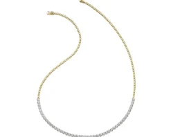 Naszyjnik z żółtego złota z brylantami - 43 cm, - 0,80 ct - próba 585