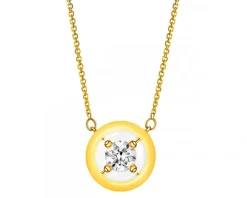 Naszyjnik z żółtego złota z brylantem - koło - 0,08 ct - próba 585