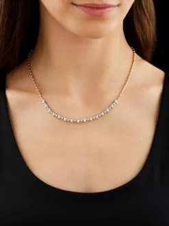 Naszyjnik z żółtego złota z brylantami - 43 cm - 0,86 ct - próba 585