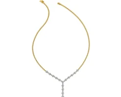 Naszyjnik z żółtego złota z brylantami - 45 cm - 1,03 ct - próba 585