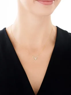 Naszyjnik z żółtego złota z brylantem - motyl - 0,01 ct - próba 375