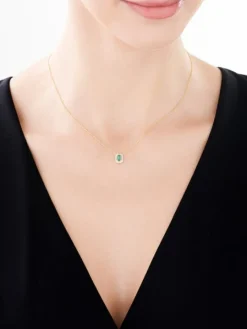 Naszyjnik z żółtego złota z brylantami i szmaragdem - próba 585