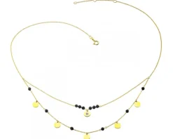 Naszyjnik z żółtego złota z brylantem i agatami - próba 375