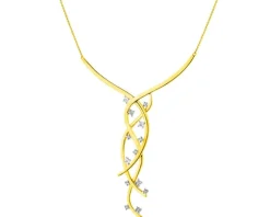 Naszyjnik z żółtego złota z brylantami - 0,06 ct - próba 585
