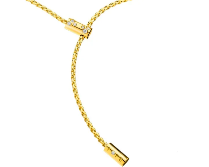 Naszyjnik z żółtego złota z brylantami - 0,11 ct - próba 750