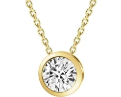 Naszyjnik z żółtego złota z brylantem laboratoryjnym - 0,30 ct - próba 585