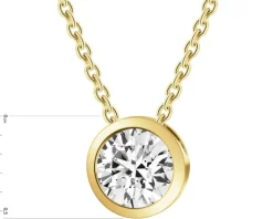 Naszyjnik z żółtego złota z brylantem laboratoryjnym - 0,30 ct - próba 585