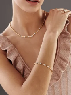 Naszyjnik z żółtego złota z brylantami - 0,63 ct - próba 585