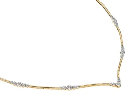 Naszyjnik z żółtego złota z brylantami - 43 cm - 0,28 ct - próba 585