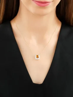 Naszyjnik z żółtego złota z brylantami i cytrynem - próba 585