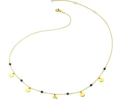 Naszyjnik z żółtego złota z brylantem i agatami - 50 cm - próba 375