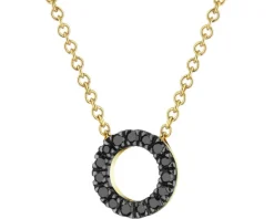 Naszyjnik z żółtego złota z czarnymi diamentami - 0,06 ct - próba 375