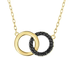 Naszyjnik z żółtego złota z czarnymi diamentami - 0,05 ct - próba 375