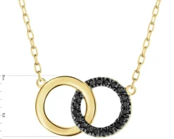 Naszyjnik z żółtego złota z czarnymi diamentami - 0,05 ct - próba 375