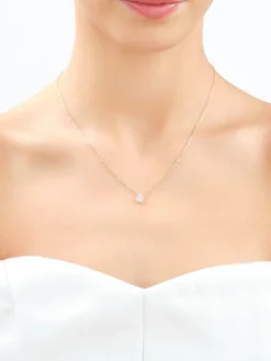 Naszyjnik z żółtego złota z diamentami - 0,11 ct - próba 585