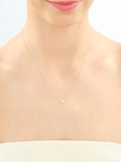 Naszyjnik z żółtego złota z diamentem laboratoryjnym - 0,33 ct - próba 585