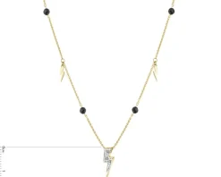 Naszyjnik z żółtego złota z diamentami i agatami - pioruny - próba 375