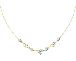 Naszyjnik z żółtego złota z diamentami i topazami - próba 375