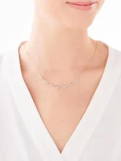 Naszyjnik z żółtego złota z diamentami i topazami - próba 375