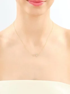 Naszyjnik z żółtego złota z diamentami - róża - 0,02 ct - próba 375